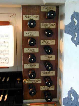 Registerzüge Silbermann Orgel Reinhardtsgrimma